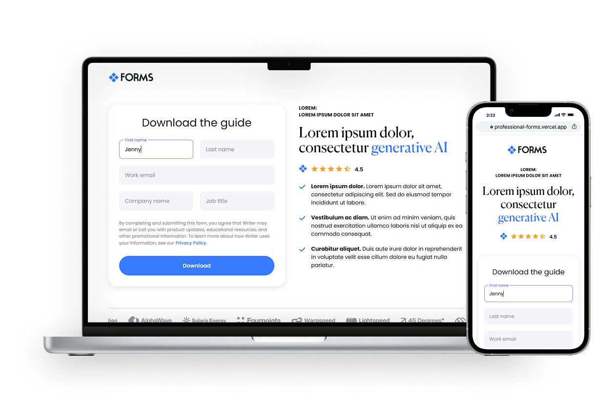 Professional Form Page