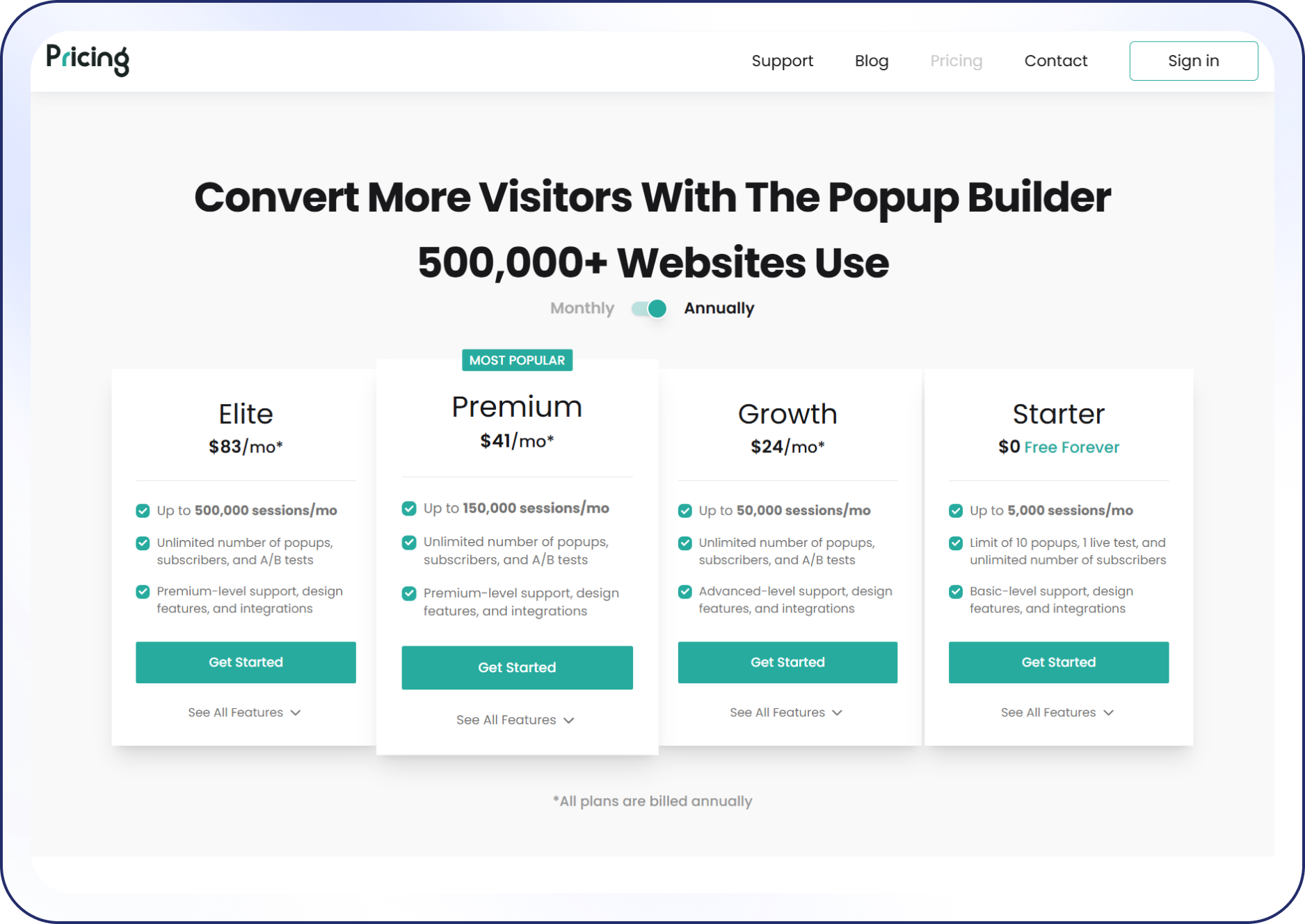 Pricing Page