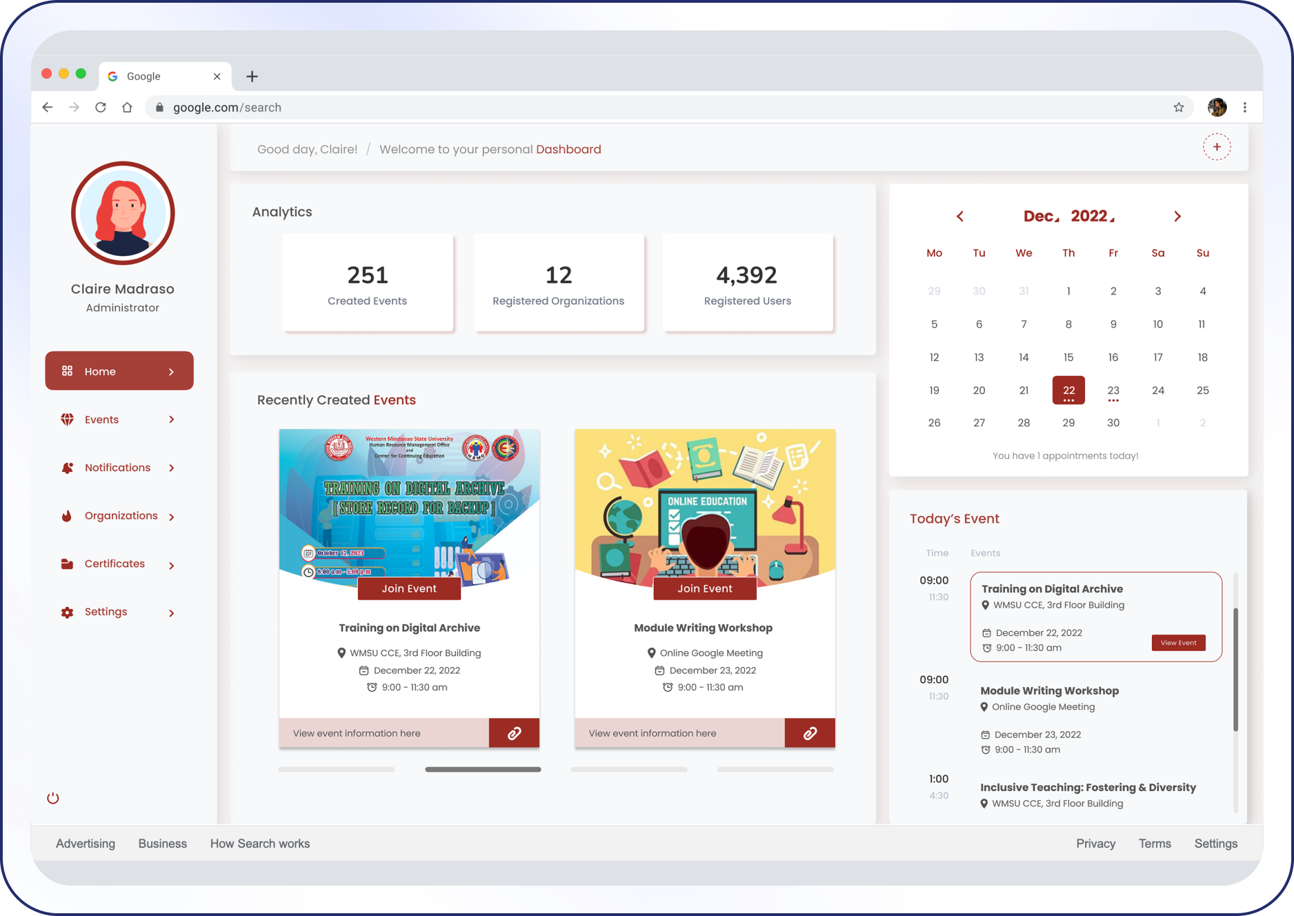 Events Management System